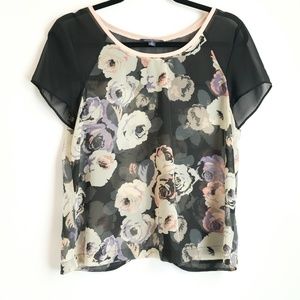American Eagle Outfitters Sheer Floral Top, M